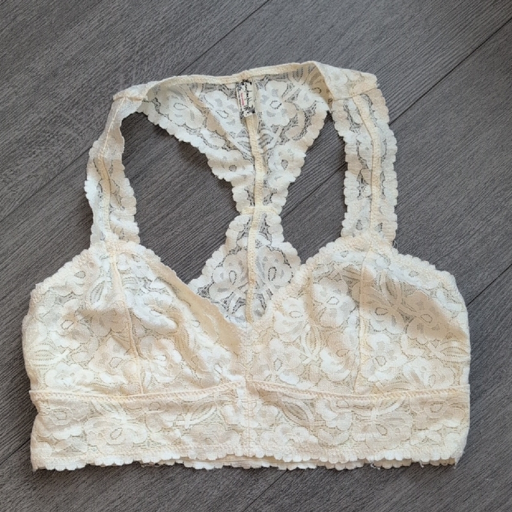 Free People Galloon Racerback Bra In Cream - Small